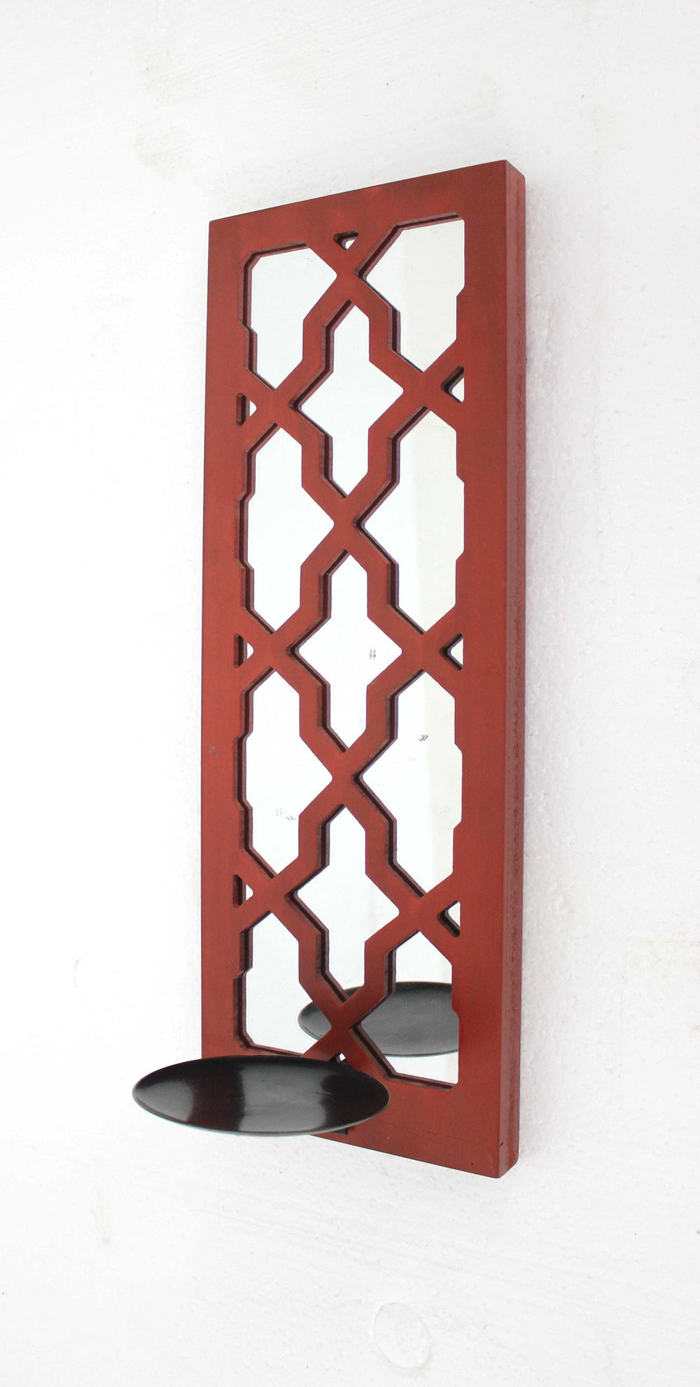 17 X 5 X 6 Red  Mirrored - Candle Holder Sconce - Homeroots