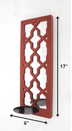 17 X 5 X 6 Red Mirrored - Candle Holder Sconce - Homeroots - Flyclothing LLC