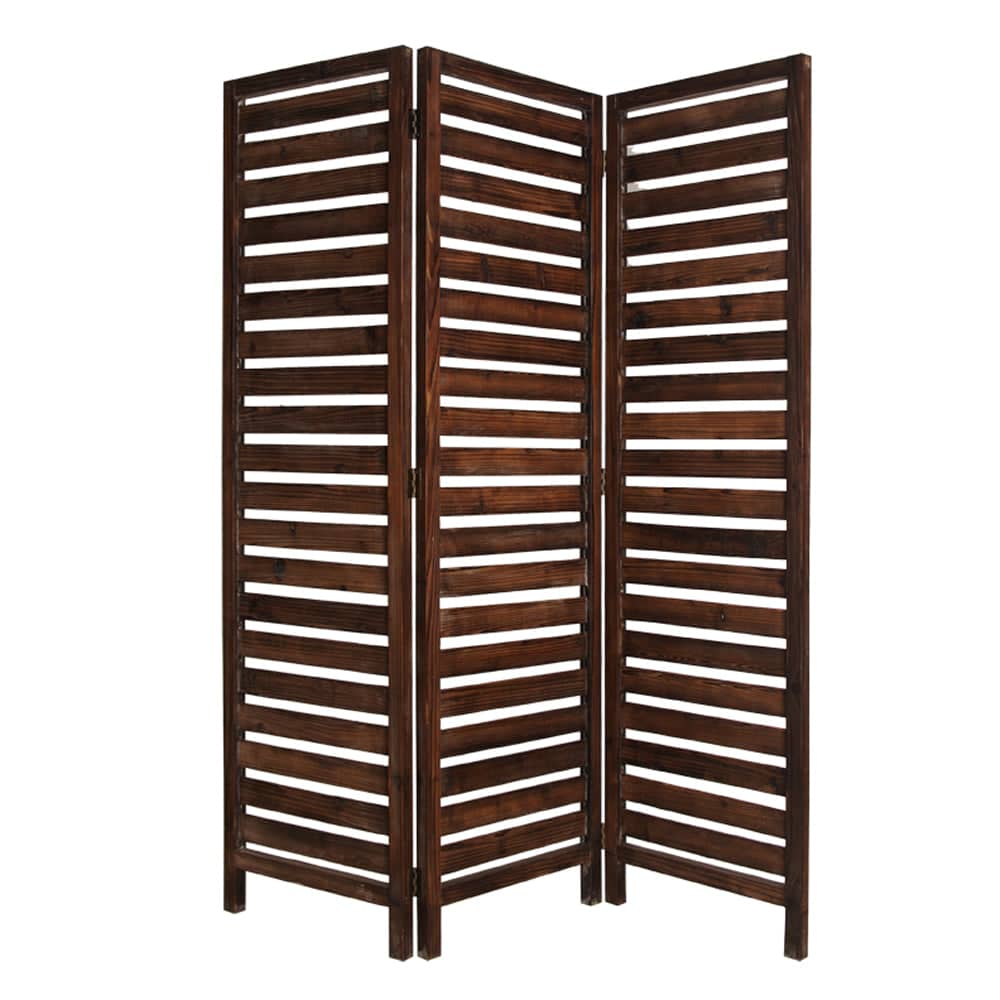 63" X 72" Brown 3 Panel Solid Wood Fortress Screen - Homeroots - Flyclothing LLC
