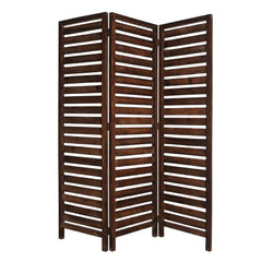 63" X 72" Brown 3 Panel Solid Wood Fortress  Screen - Homeroots