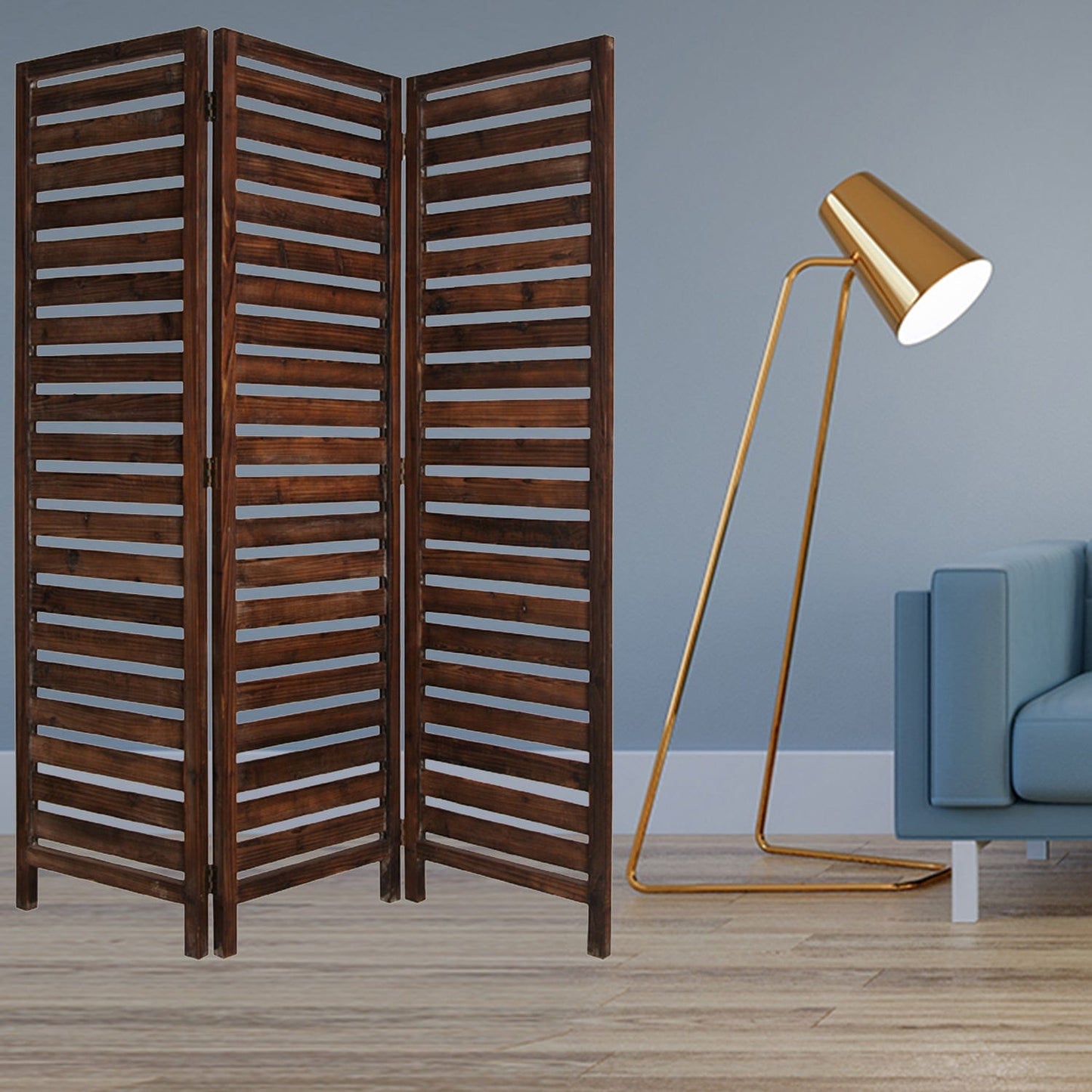 63" X 72" Brown 3 Panel Solid Wood Fortress Screen - Homeroots - Flyclothing LLC