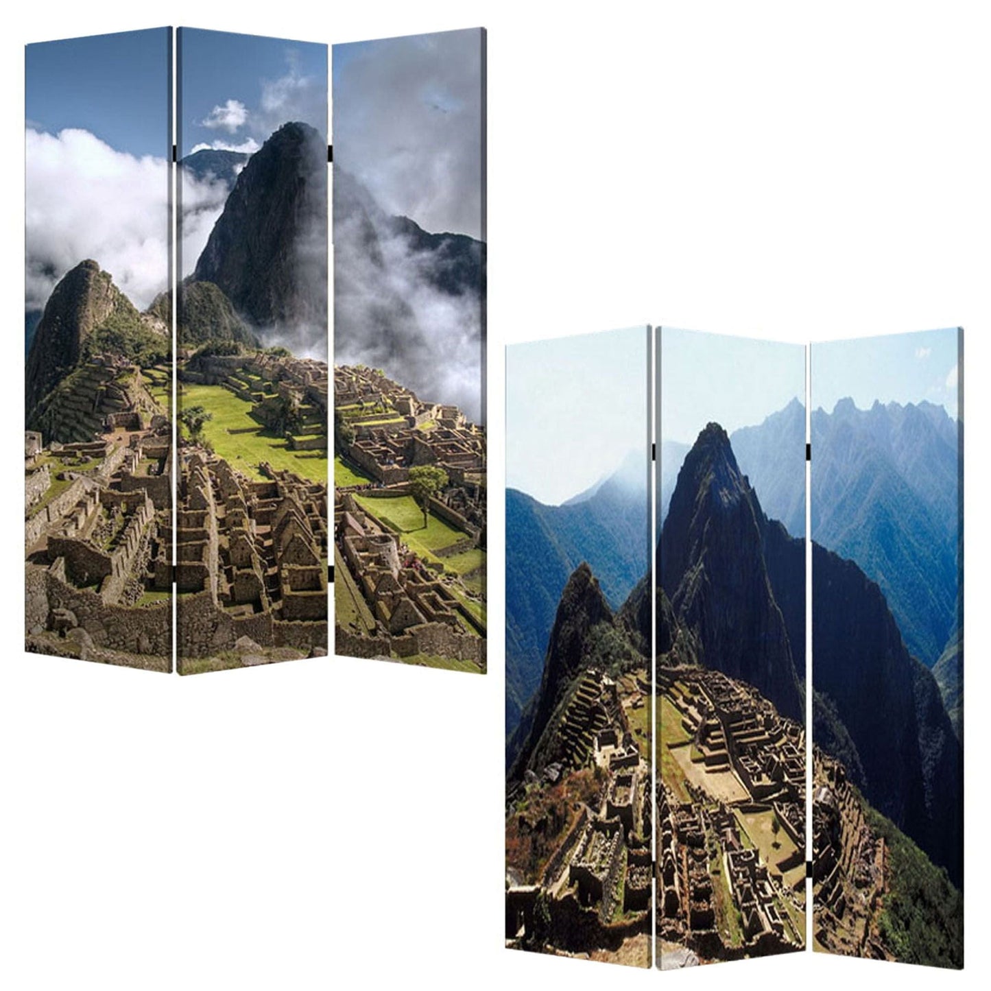48" X 72" Multi Color Wood Canvas Machu Picchu Screen - Homeroots - Flyclothing LLC