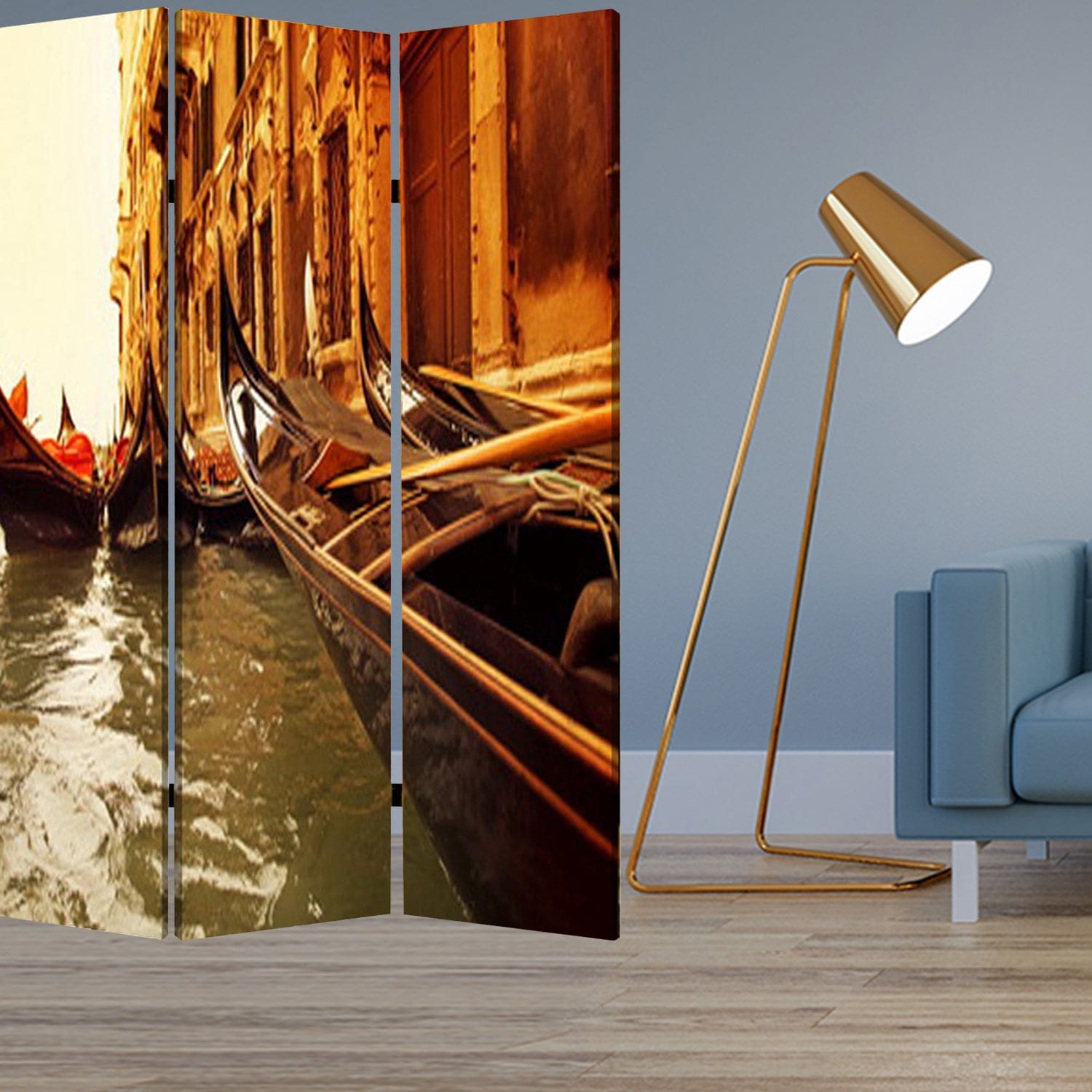 48" X 72" Multi Color Wood Canvas Venice Screen - Homeroots - Flyclothing LLC