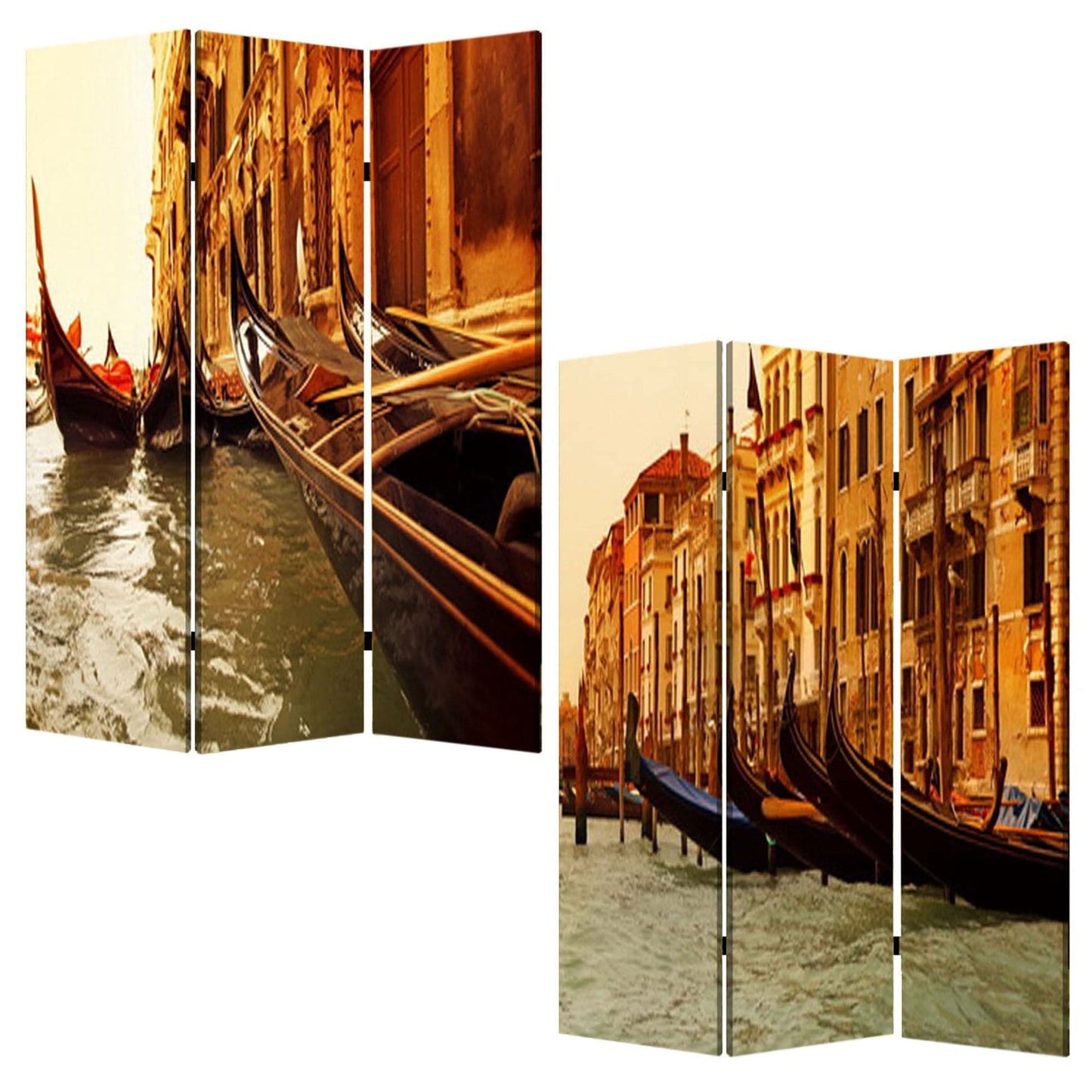 48" X 72" Multi Color Wood Canvas Venice Screen - Homeroots - Flyclothing LLC