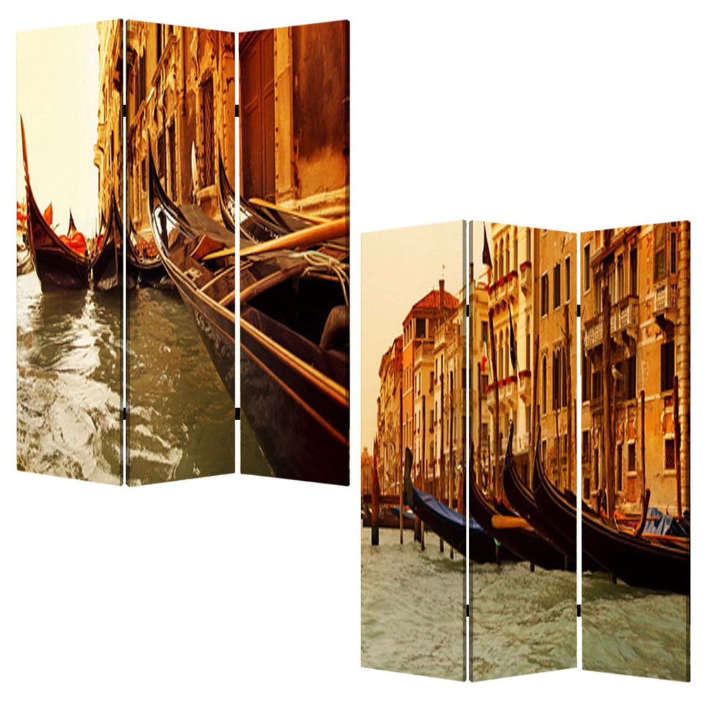 48" X 72" Multi Color Wood Canvas Venice  Screen - Homeroots