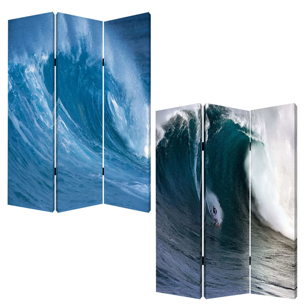 48 X 72 Multi Color Wood Canvas Wave Screen - Homeroots - Flyclothing LLC