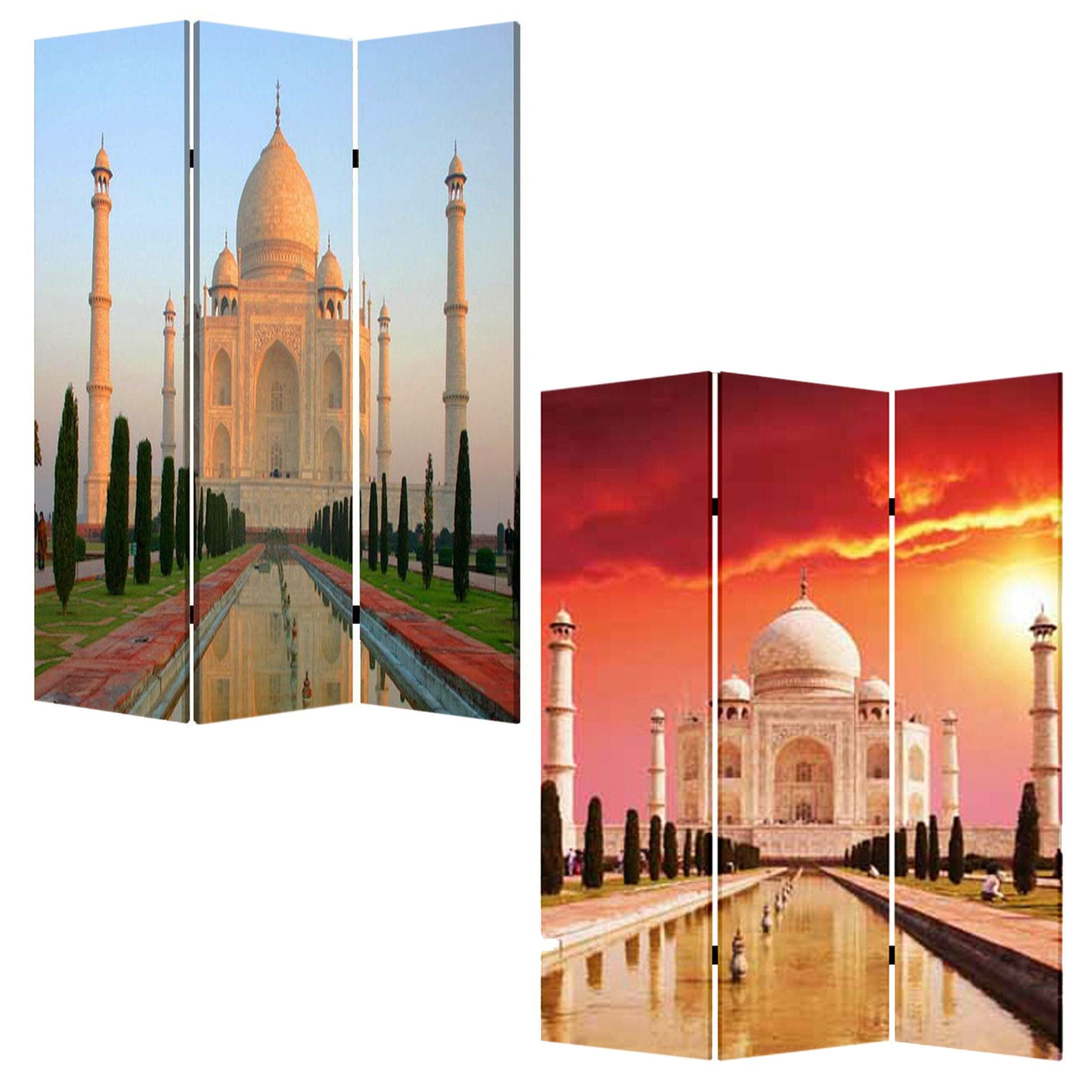 48" X 72" Multi Color Wood Canvas Taj Mahal Screen - Homeroots - Flyclothing LLC