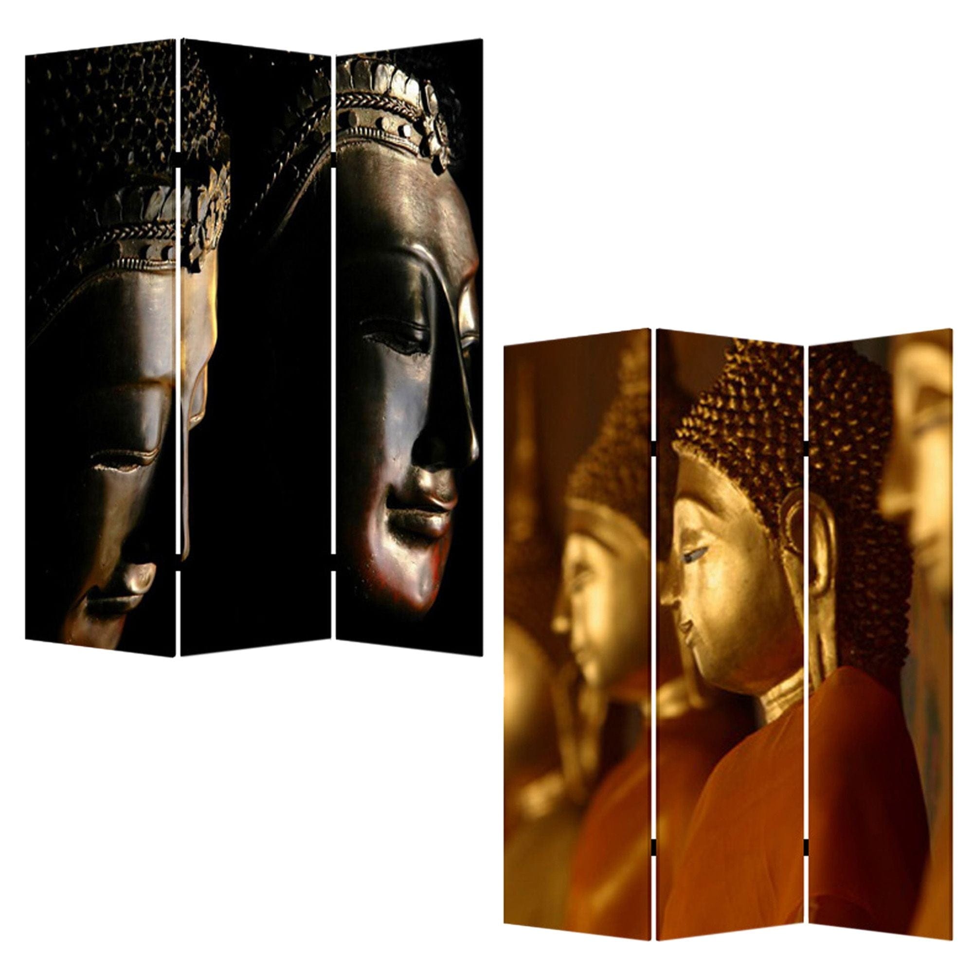 48" X 72" Multi Color Wood Canvas Budda Screen - Homeroots - Flyclothing LLC