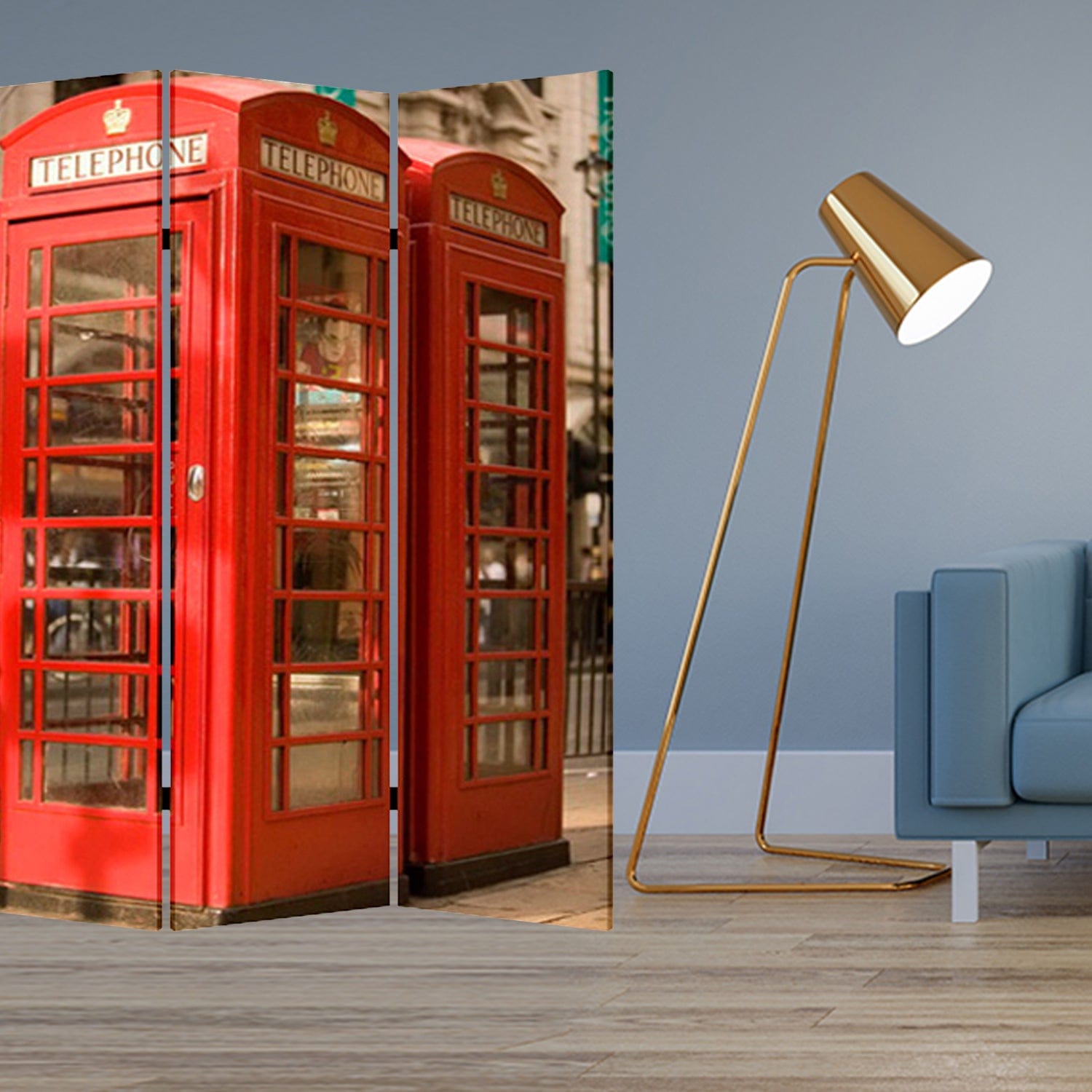 48" X 72" Multi Color Wood Canvas London Screen - Homeroots - Flyclothing LLC