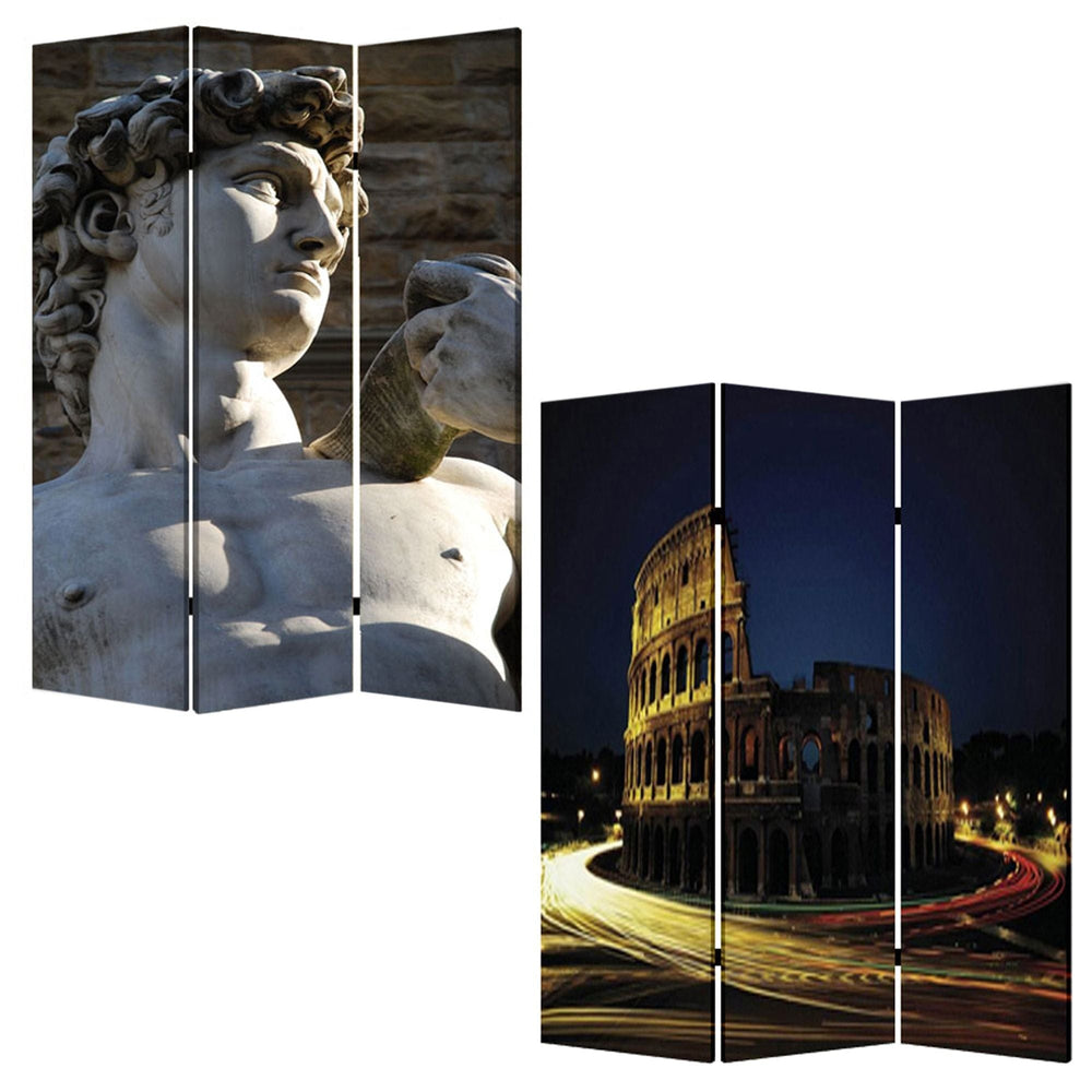 48" X 72" Multi Color Wood Canvas Rome  Screen - Homeroots