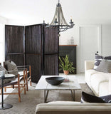 Dark Wood And Water Hyacinth 3 Panel Room Divider Screen - Homeroots - Flyclothing LLC