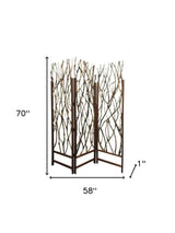 70" Brown Wood Branches Folding Three Panel Screen Room Divider - Homeroots - Flyclothing LLC