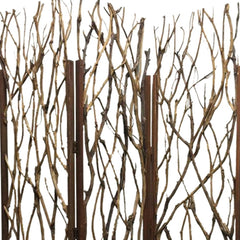 70" Brown Wood Branches Folding Three Panel Screen Room Divider - Homeroots