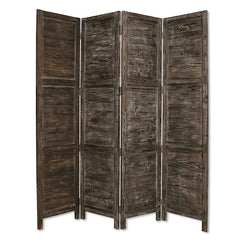 76" X 84" Black Wood Screen - Homeroots