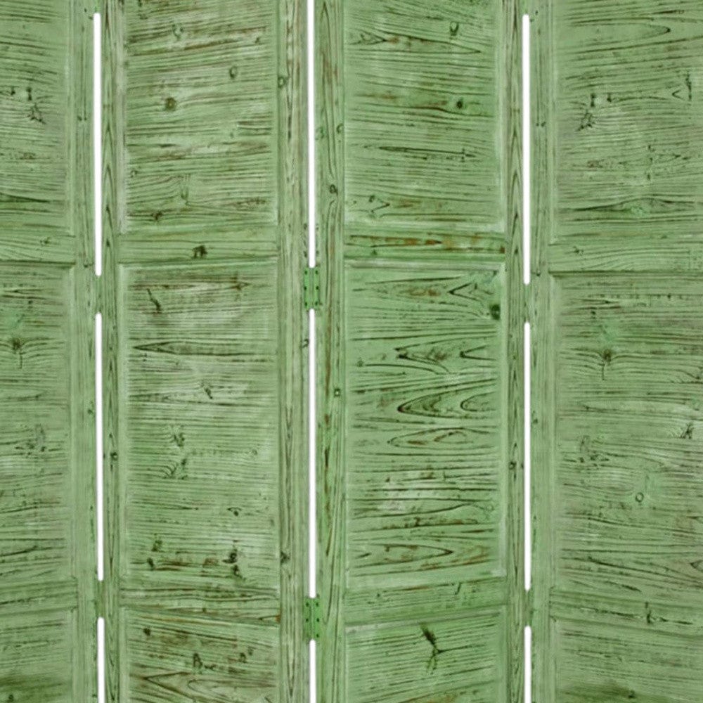 84" Green Rustic Wood Folding Four Panel Screen Room Divider - Homeroots - Flyclothing LLC