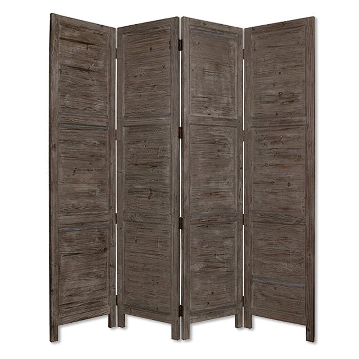 84" Gray Folding Four Panel Screen Room Divider - Homeroots - Flyclothing LLC