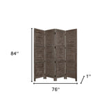 84" Gray Folding Four Panel Screen Room Divider - Homeroots