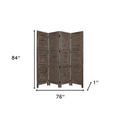 84" Gray Folding Four Panel Screen Room Divider - Homeroots