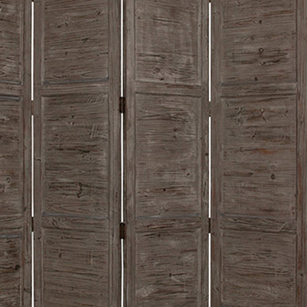 84" Gray Folding Four Panel Screen Room Divider - Homeroots