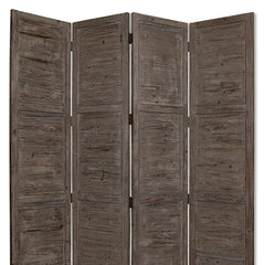 84" Gray Folding Four Panel Screen Room Divider - Homeroots