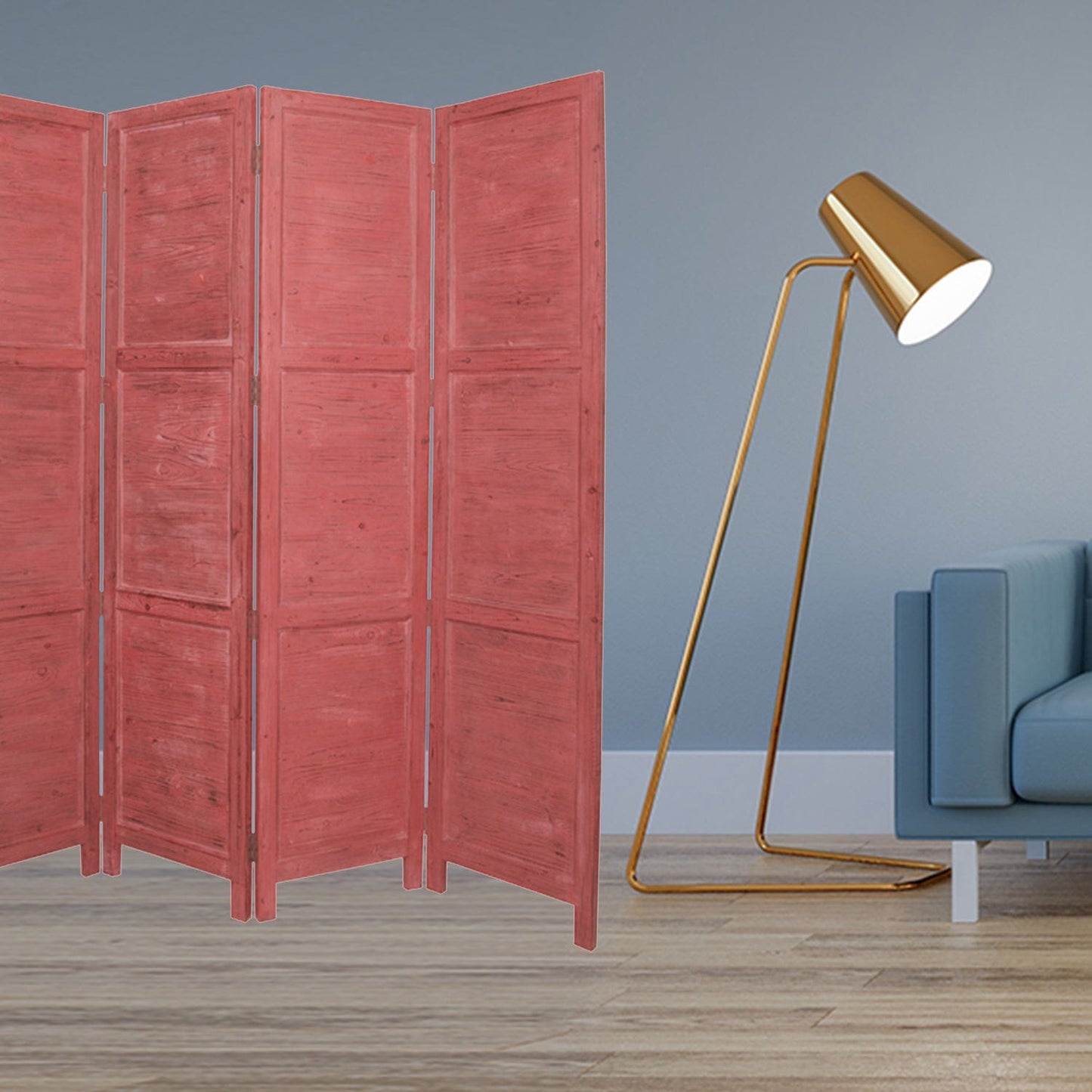 76" X 84" Red Wood Screen - Homeroots - Flyclothing LLC