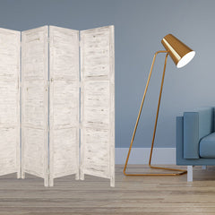 76" X 84" White Wood Screen - Homeroots