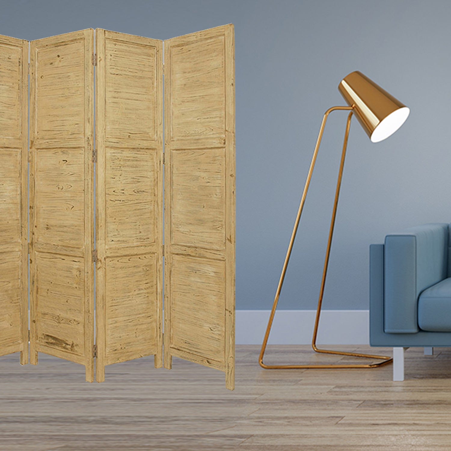 76" X 84" Yellow Wood Screen - Homeroots