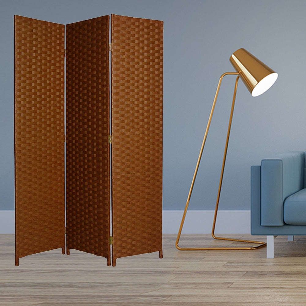 54" X 72" Dark Brown Wood 3 Panel Screen - Homeroots - Flyclothing LLC