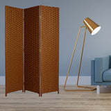 54" X 72" Dark Brown Wood  3 Panel Screen - Homeroots