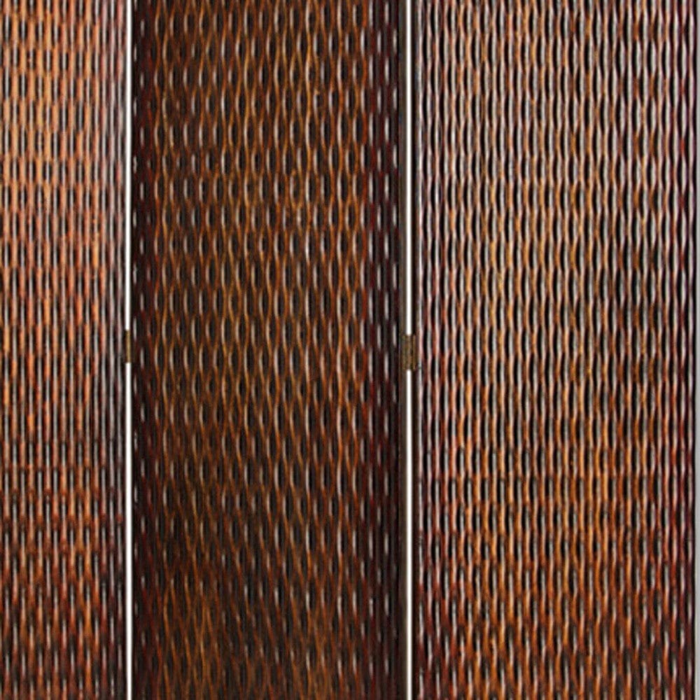 1" X 63" X 72" Brown Wood 3 Panel  Screen - Homeroots