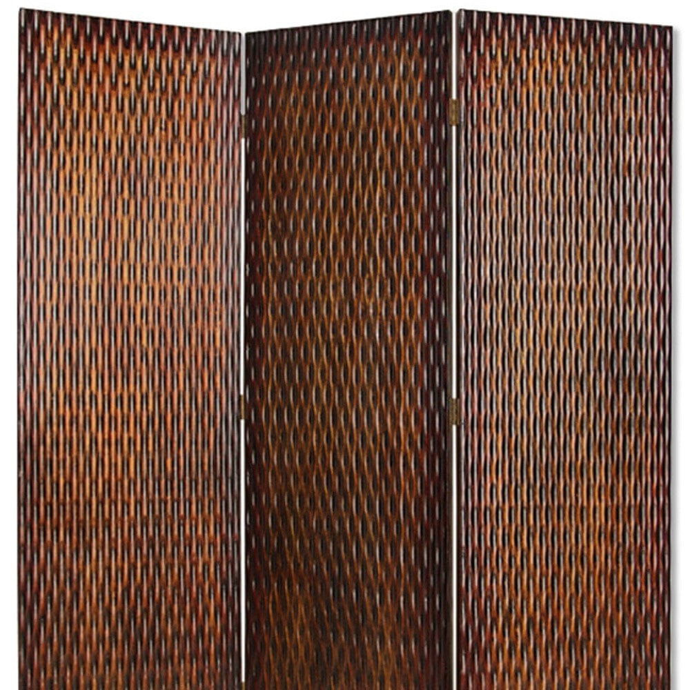 1" X 63" X 72" Brown Wood 3 Panel Screen - Homeroots - Flyclothing LLC