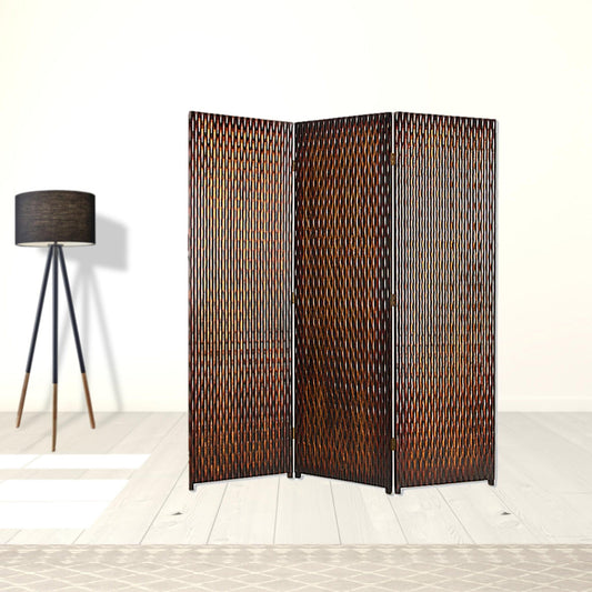 1" X 63" X 72" Brown Wood 3 Panel  Screen - Homeroots