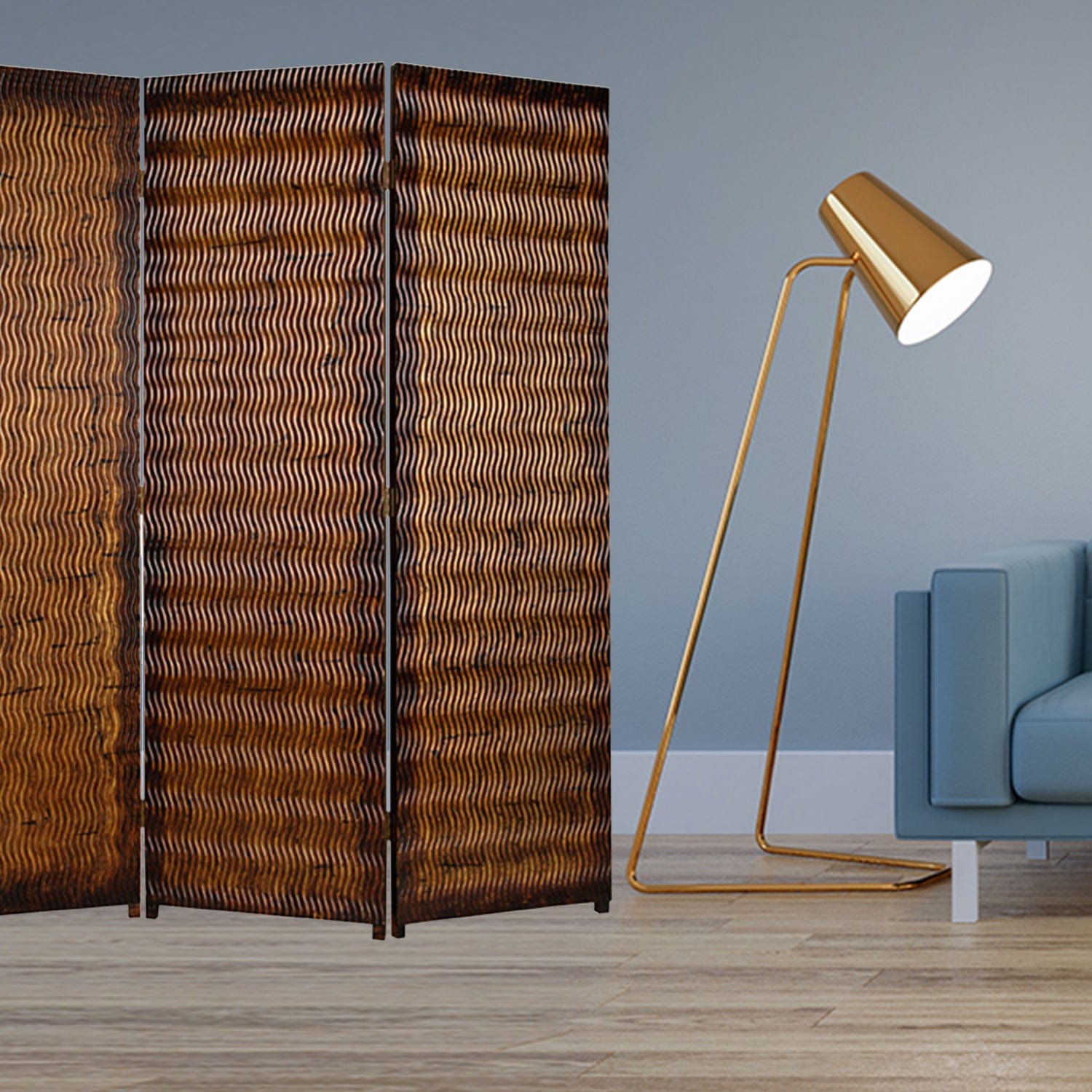 63" X 72" Brown Wood 3 Panel Screen - Homeroots - Flyclothing LLC