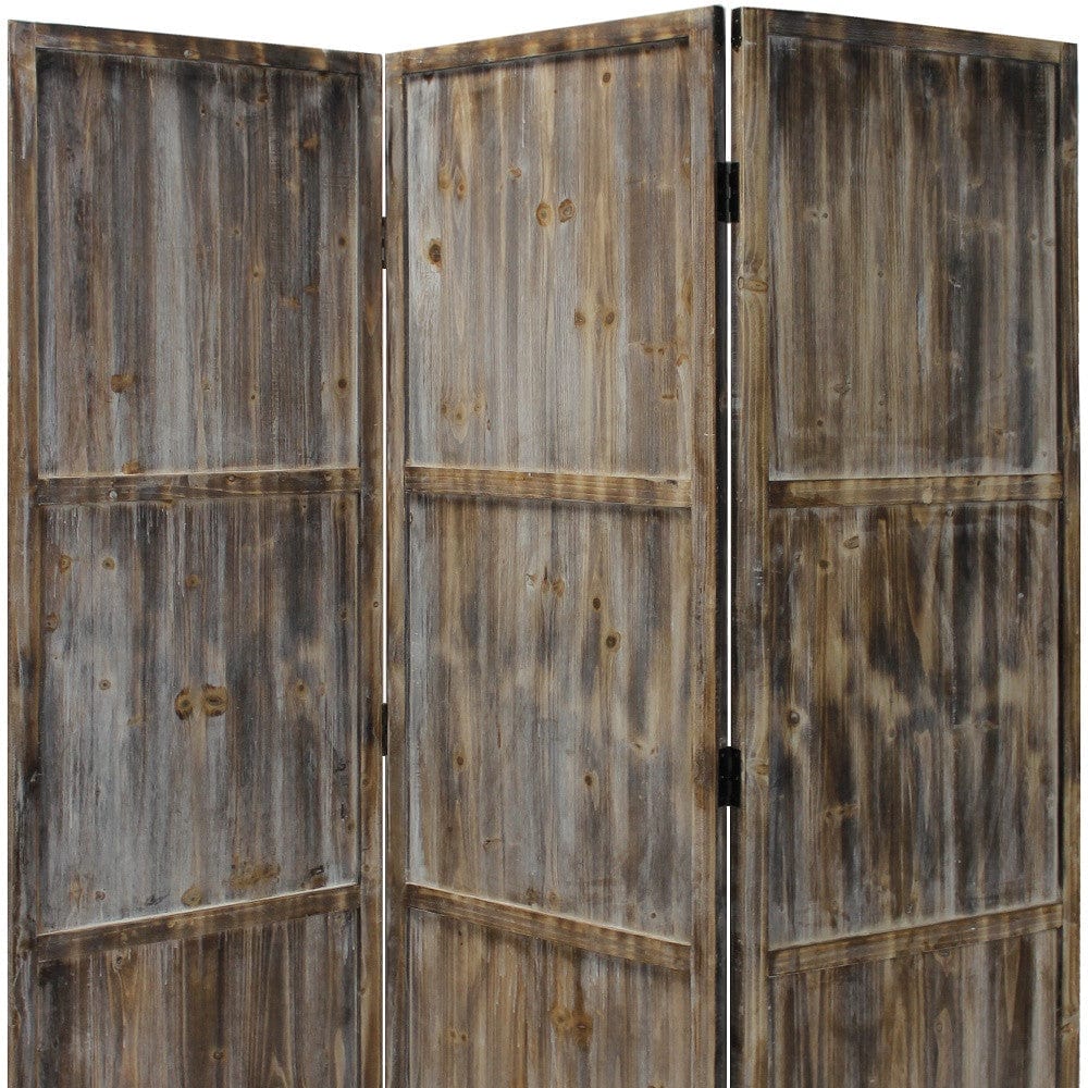 1" x 63" x 72" Brown 3 Panel Solid Wood Fortress Screen - Homeroots - Flyclothing LLC