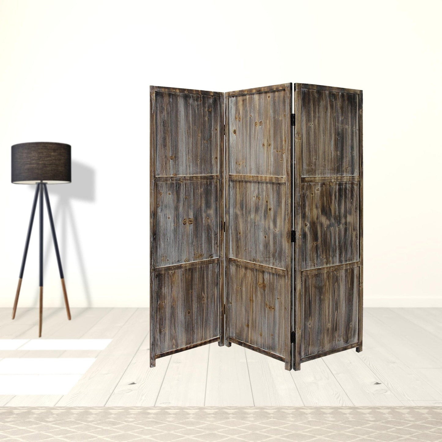1" x 63" x 72" Brown 3 Panel Solid Wood Fortress Screen - Homeroots - Flyclothing LLC
