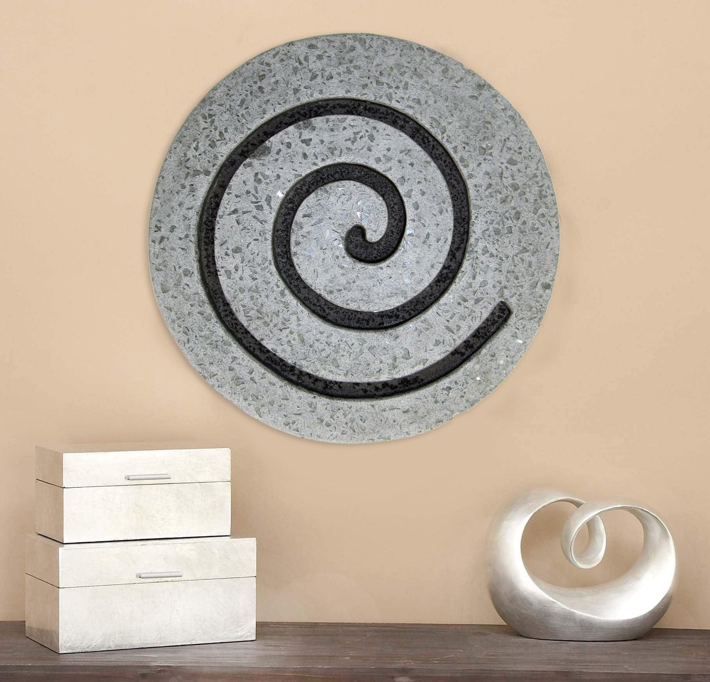19" X 19" X 2" Gray Round Modern Spiral Wall Art - Homeroots - Flyclothing LLC