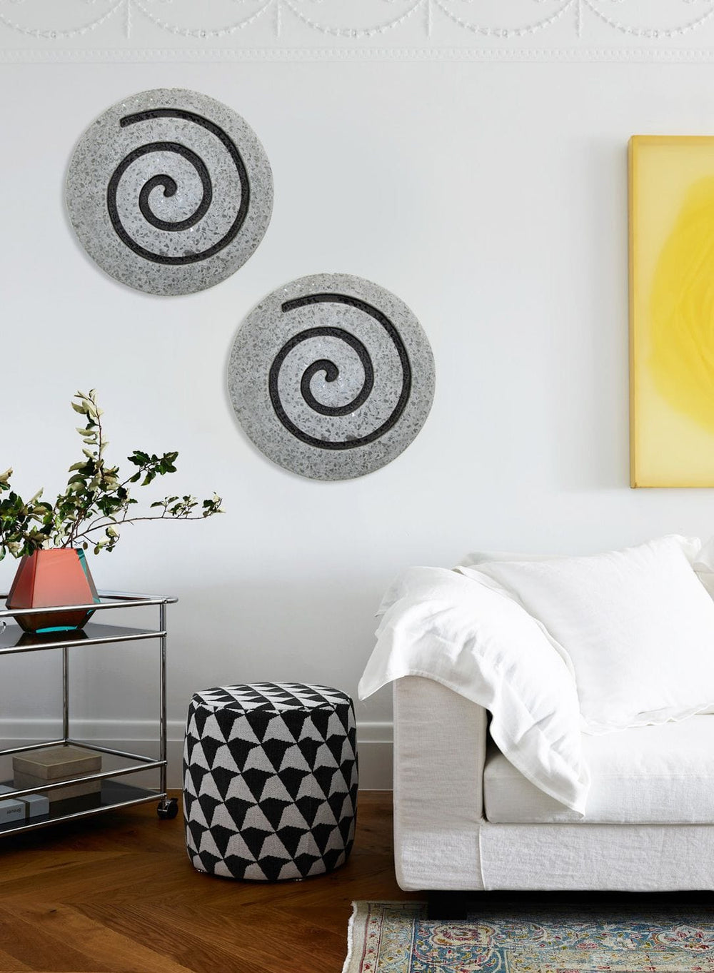 19" X 19" X 2" Gray Round Modern Spiral Wall Art - Homeroots