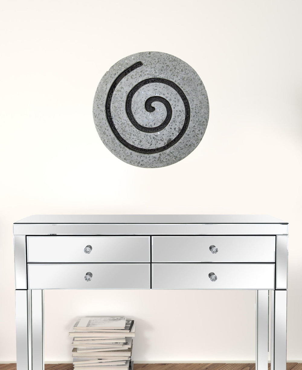 19" X 19" X 2" Gray Round Modern Spiral Wall Art - Homeroots