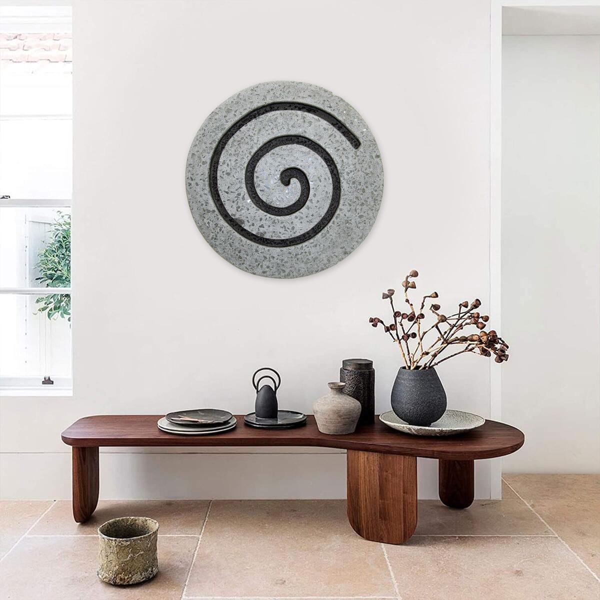 28" X 28" X 2" Gray Round Modern Spiral Wall Art - Homeroots - Flyclothing LLC