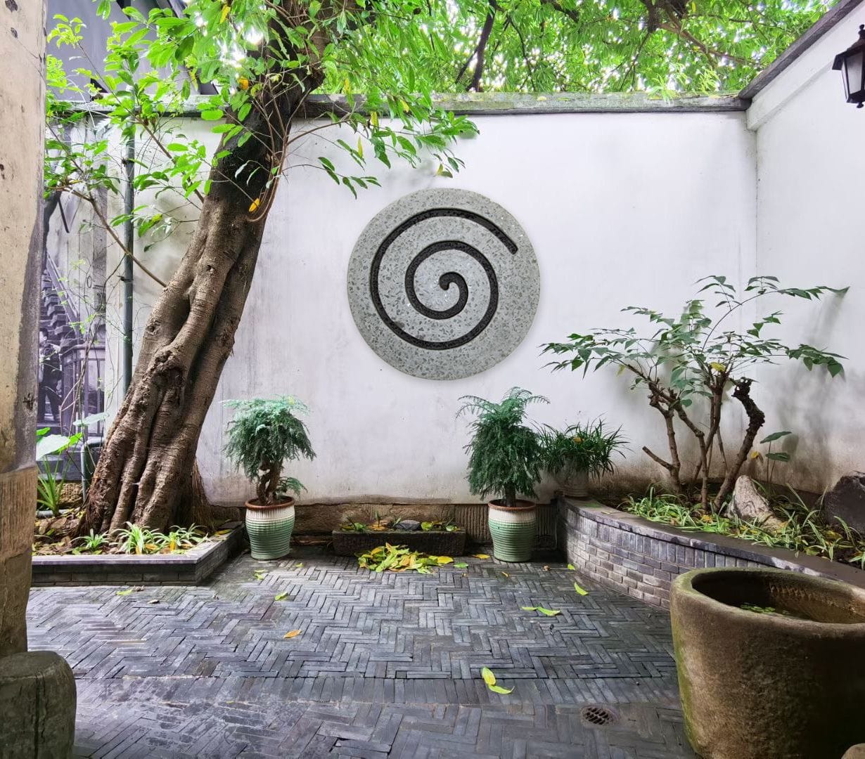 28" X 28" X 2" Gray Round Modern Spiral Wall Art - Homeroots - Flyclothing LLC
