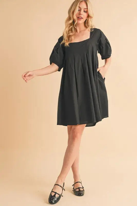 Aemi + Co Square Neck Babydoll Dress with Pockets - Trendsi - Flyclothing LLC