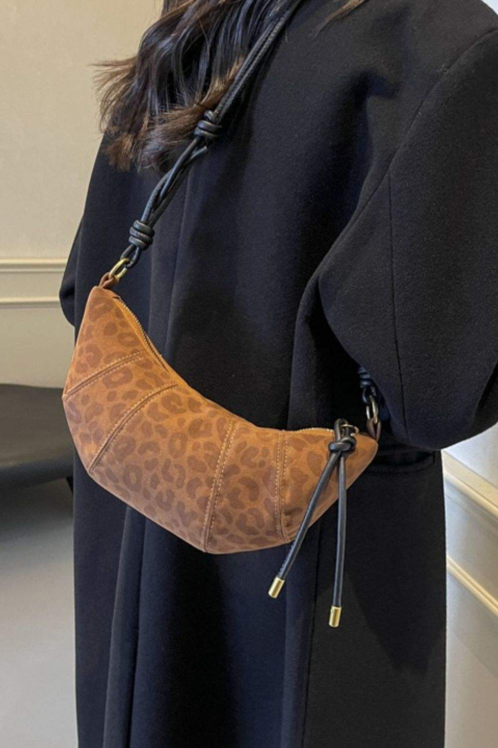 PU Leather Strap Suede Shoulder Bag - Trendsi - Flyclothing LLC