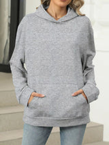 Kangaroo Pocket Long Sleeve Hoodie - Trendsi - Flyclothing LLC