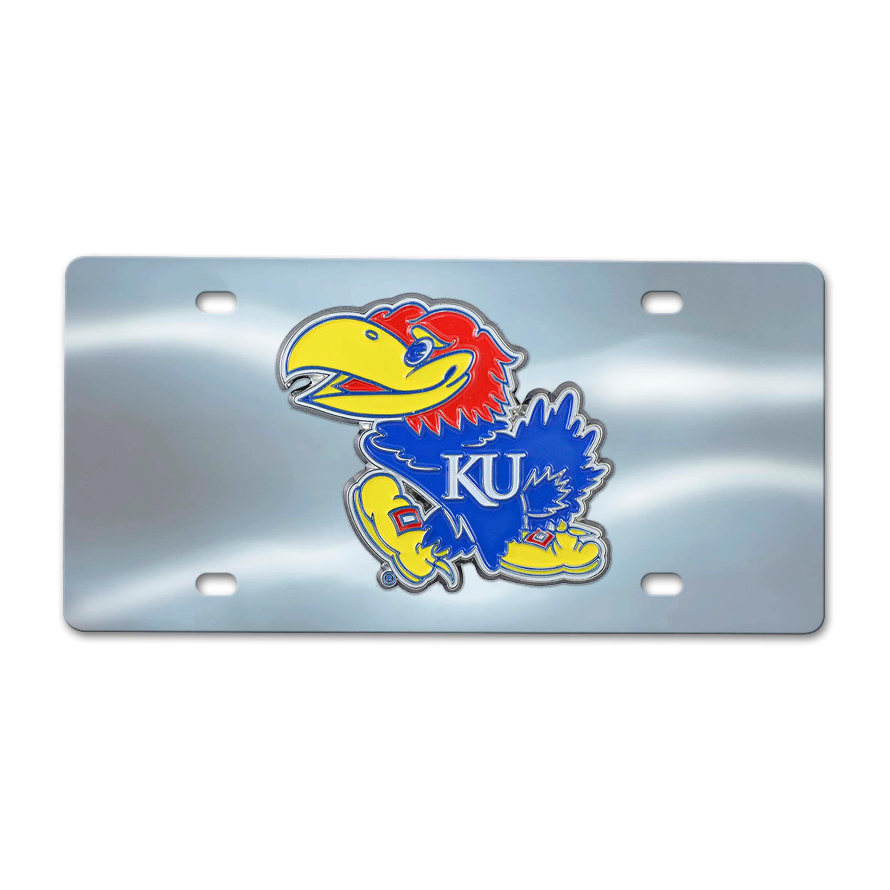 Kansas Jayhawks 3D Stainless Steel License Plate - Kansas