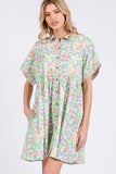 SAGE+FIG Floral Babydoll Short Sleeves Dress - Trendsi