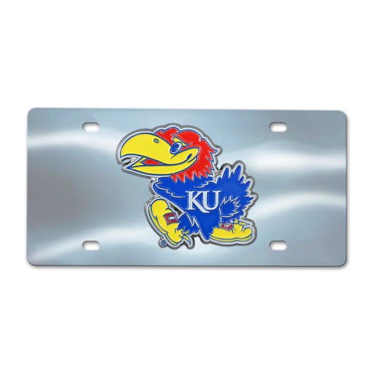 Kansas Jayhawks 3D Stainless Steel License Plate - Kansas