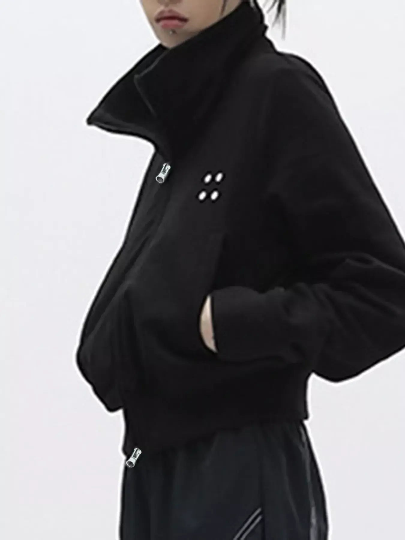 Casual Zip-Up Cropped Outerwear - Trendsi - Flyclothing LLC
