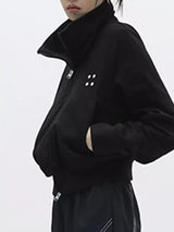 Casual Zip-Up Cropped Outerwear - Trendsi - Flyclothing LLC