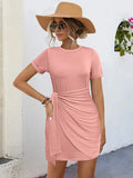 Round Neck Short Sleeve Mini Tee Dress - Trendsi