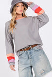 SAGE + FIG Color Block Waffle Knit T-Shirt - Trendsi